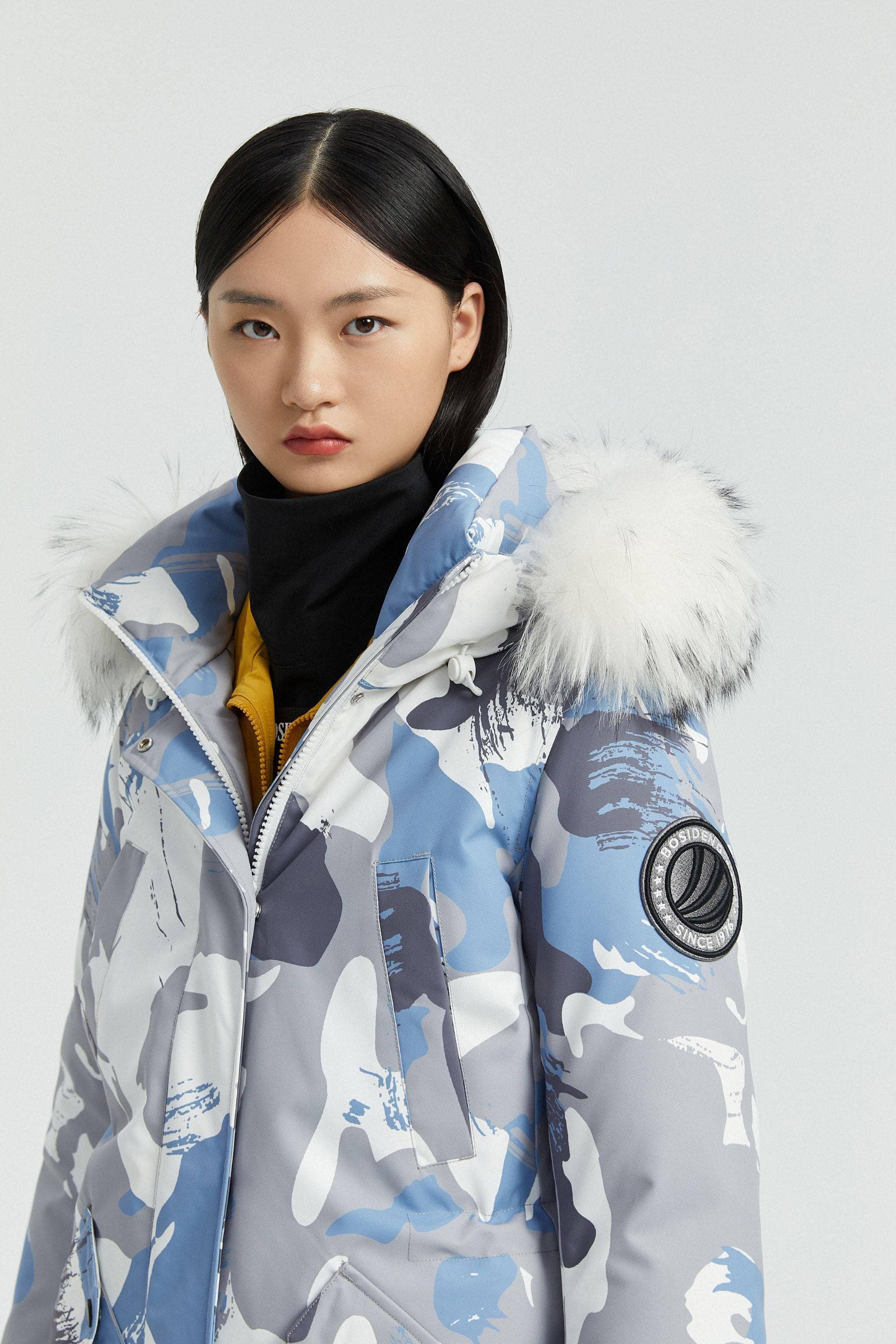 BOSIDENG Women's Hooded Parka with fur Trim Parka