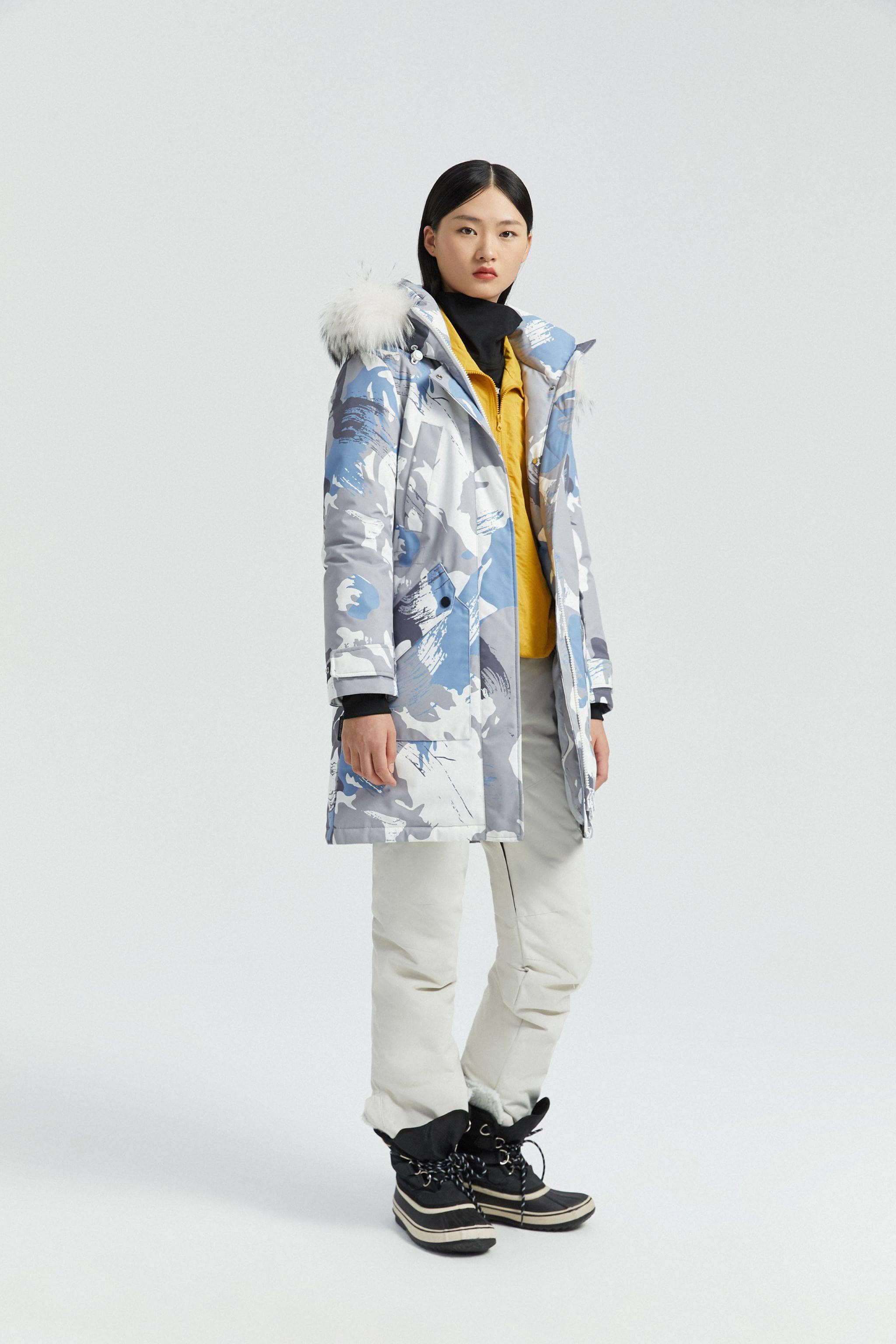 BOSIDENG Women's Hooded Parka with fur Trim Parka