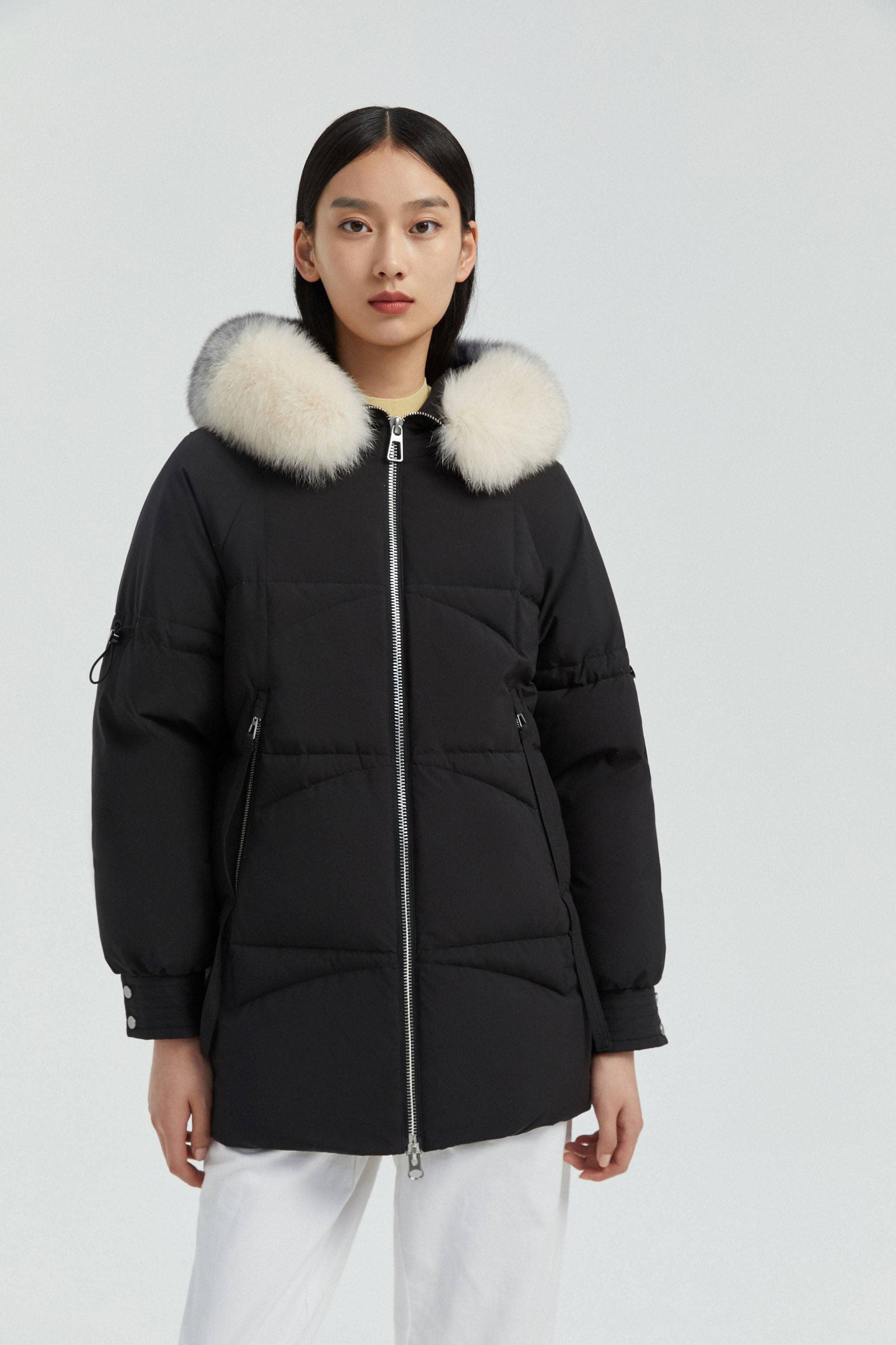 BOSIDENG Women's Hooded Parka with Fur Trim Parka