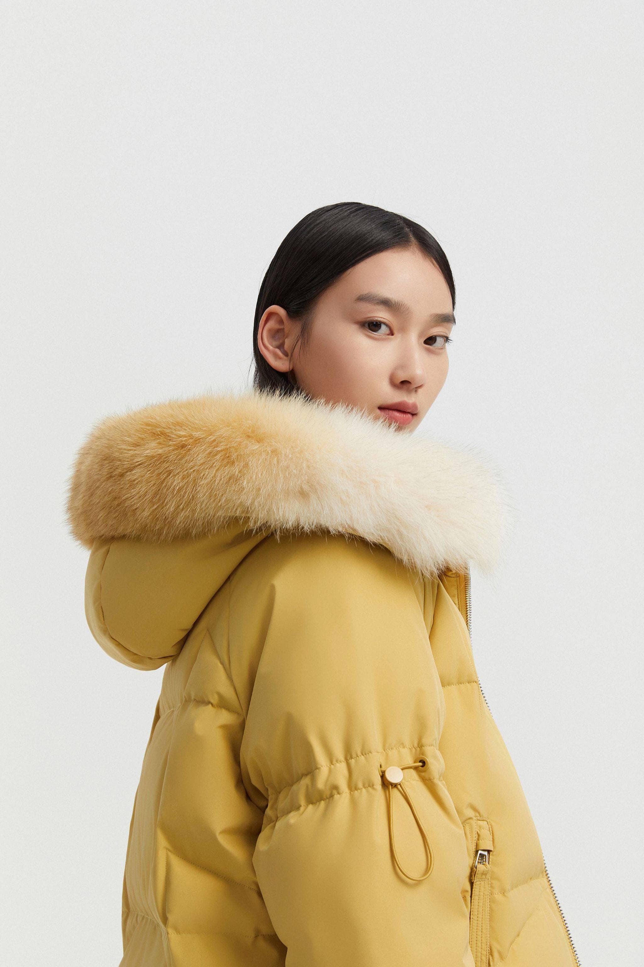 BOSIDENG Women's Hooded Parka with Fur Trim Parka