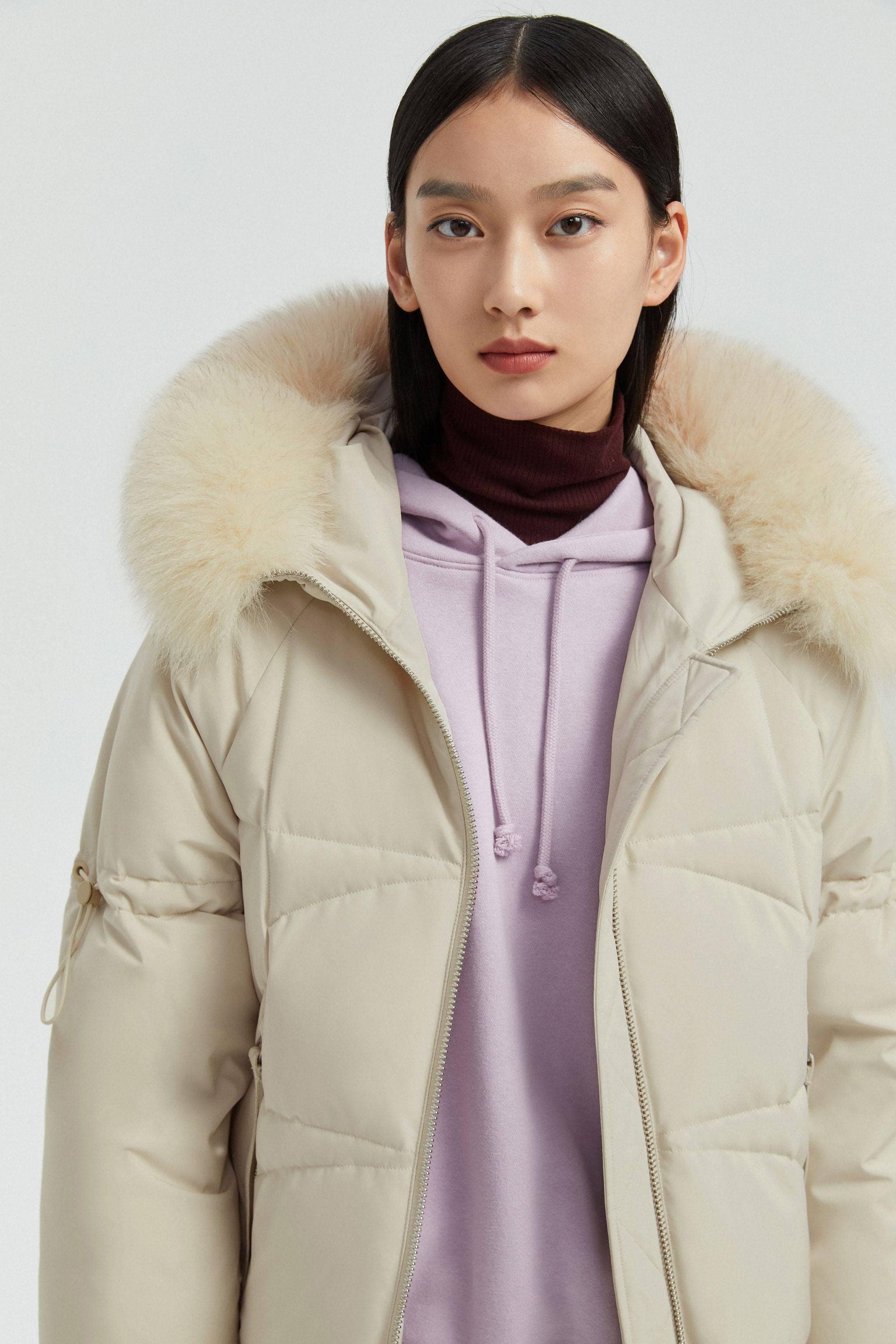 BOSIDENG Women's Hooded Parka with Fur Trim Parka