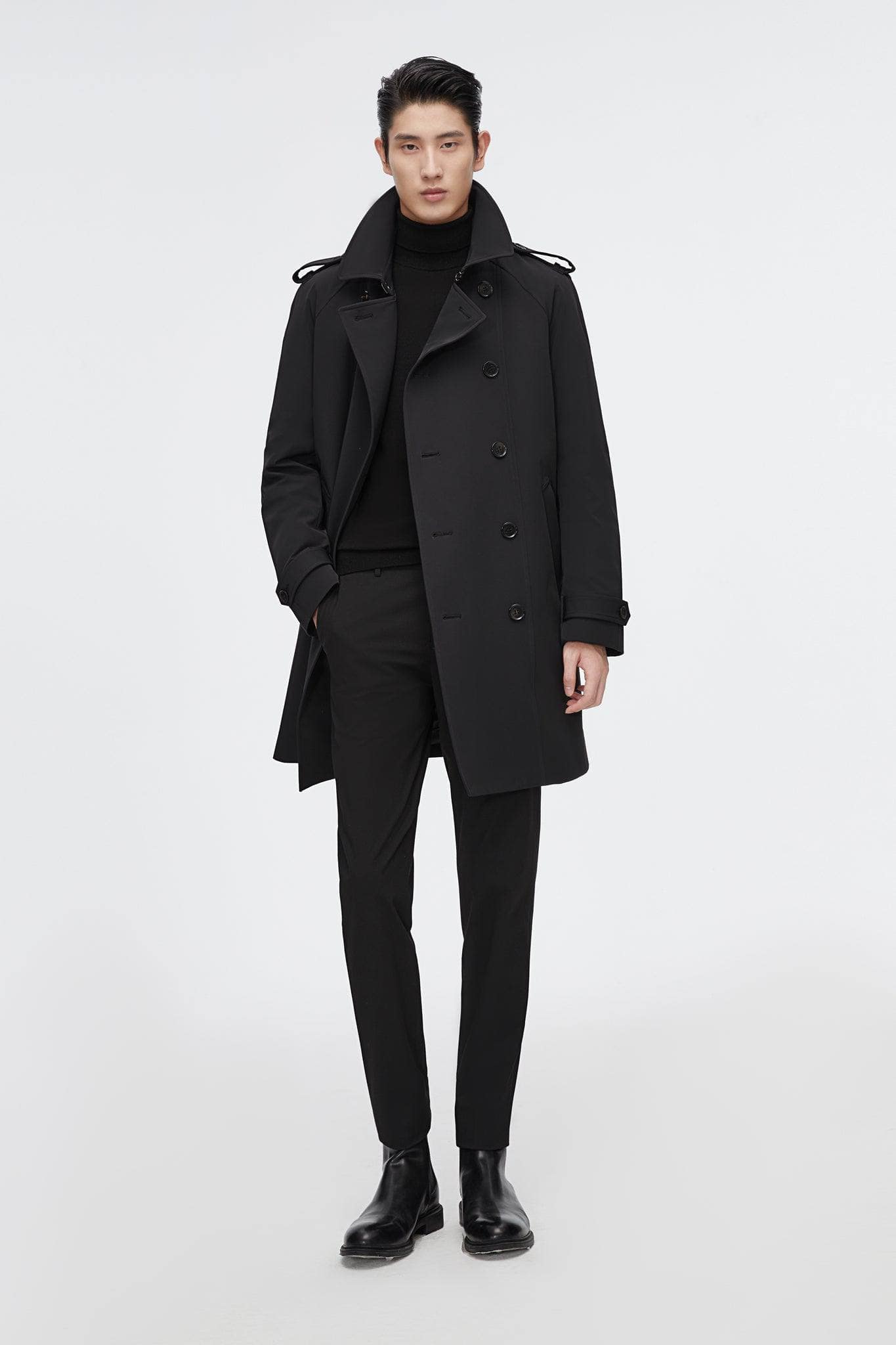 Mid-length Detachable Goose Down Trench Coat