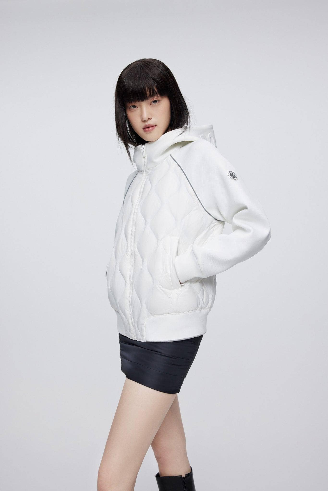 BOSIDENG 2022 Mixed Down Hoodie Jacket 4 / White