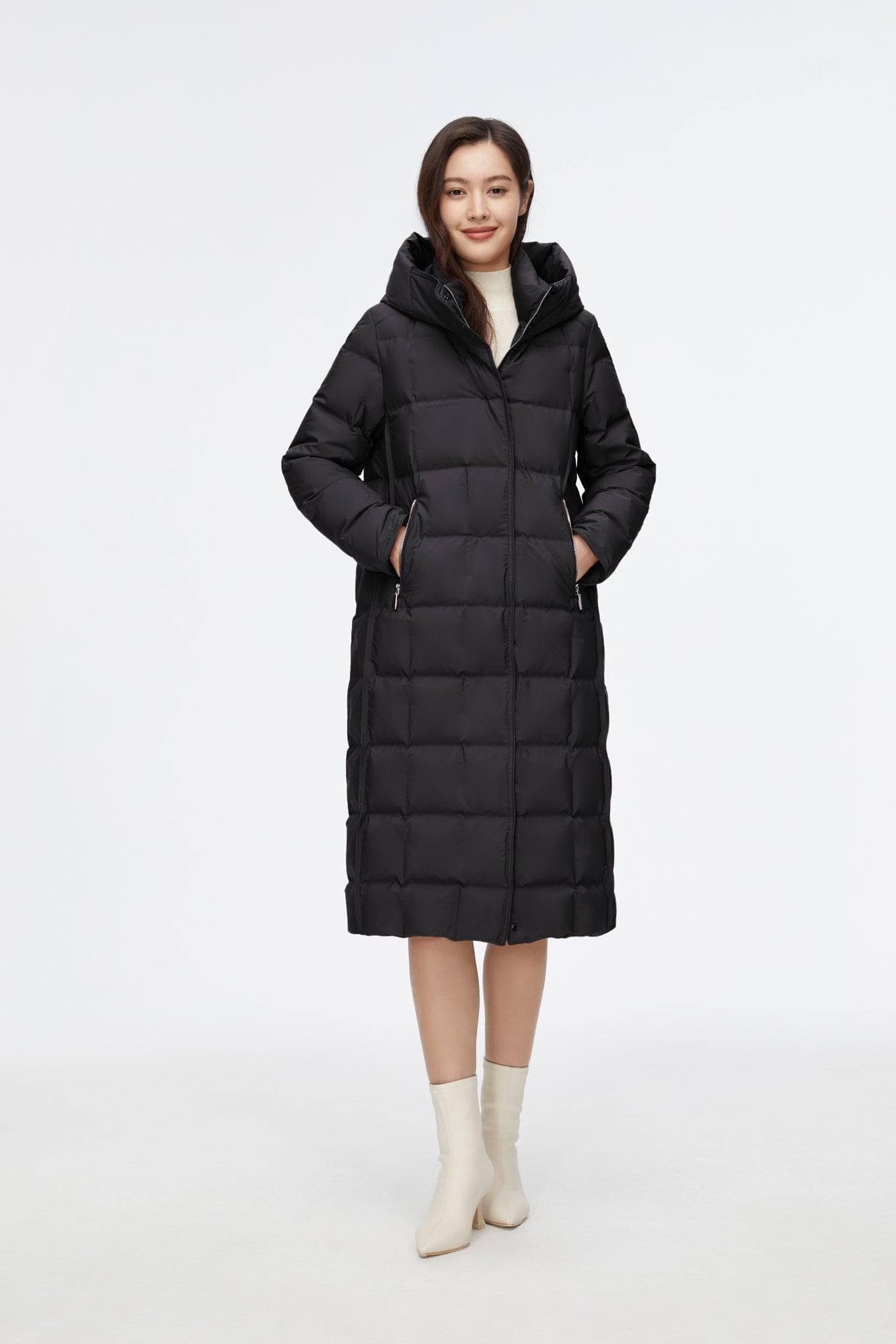 BOSIDENG 2022 Long Wrap Goose Down Coat Jacket 6 / Black