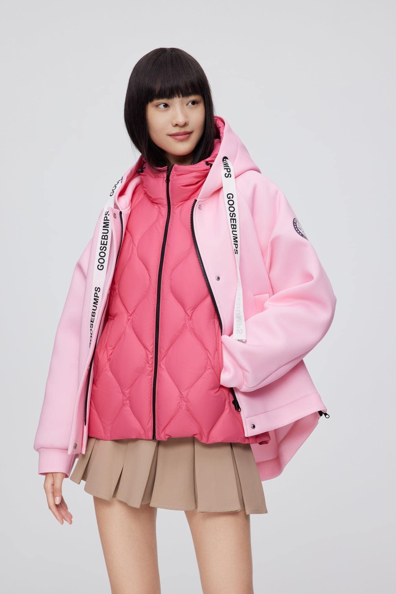 BOSIDENG 2022 3 in 1 Short Goose Down Jacket Jacket 6 / Pink