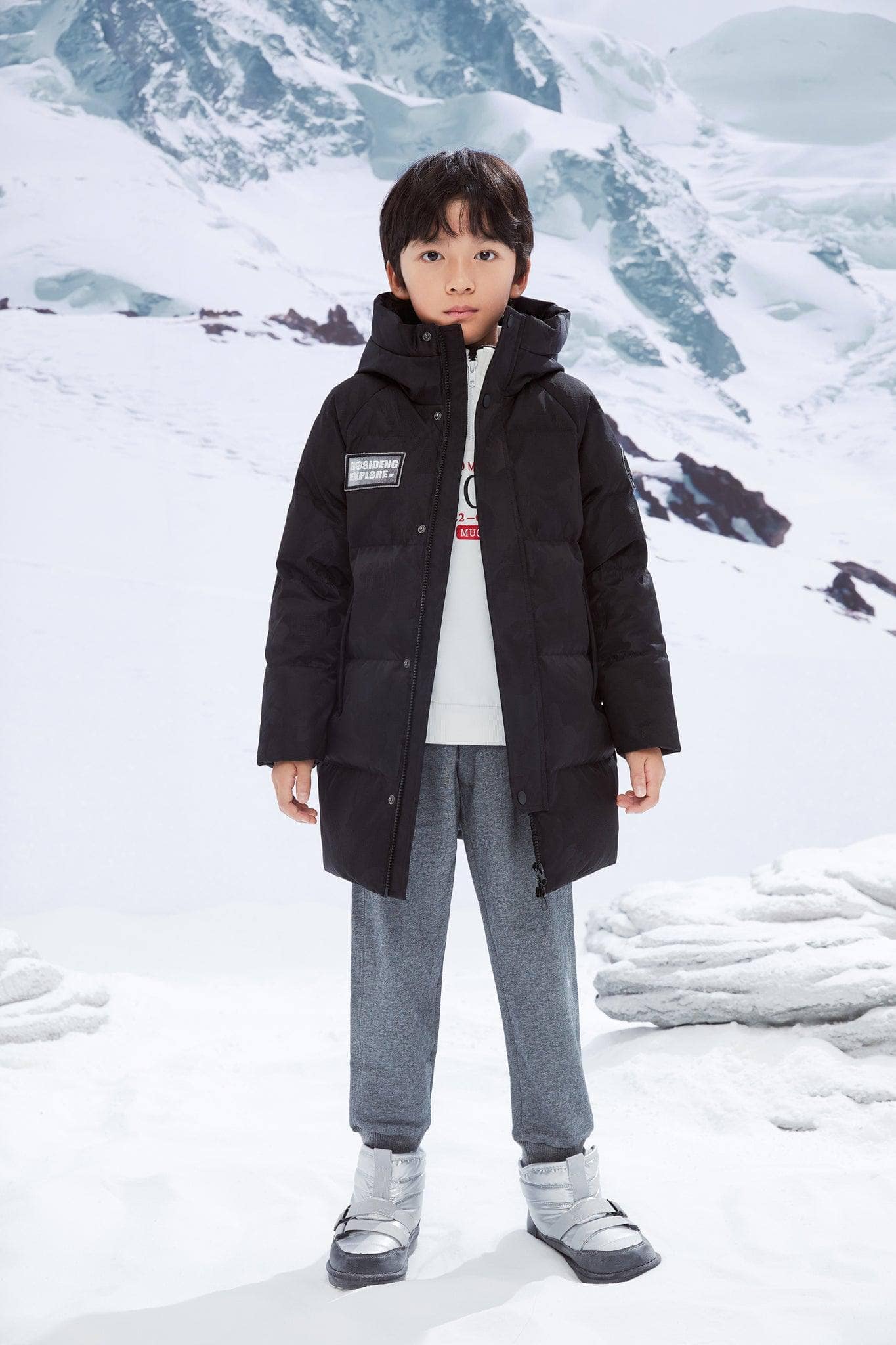 BOSIDENG 2022 Kids Down Parka Jacket 7-8 yrs / Black