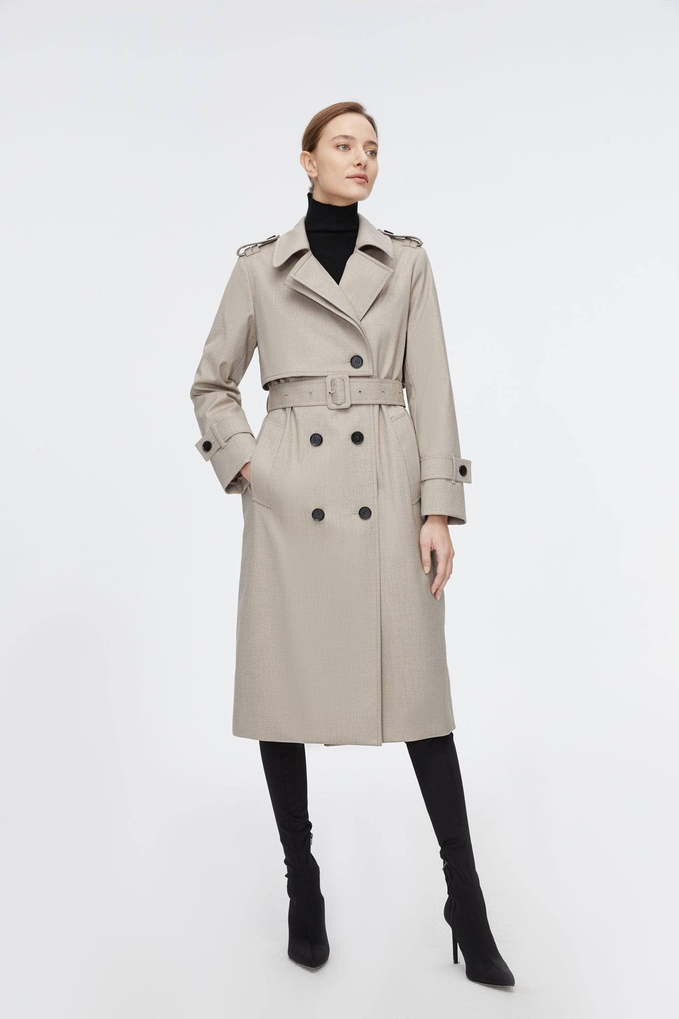 BOSIDENG 2022 Full Length Detachable Goose Down Trench Coat Jacket