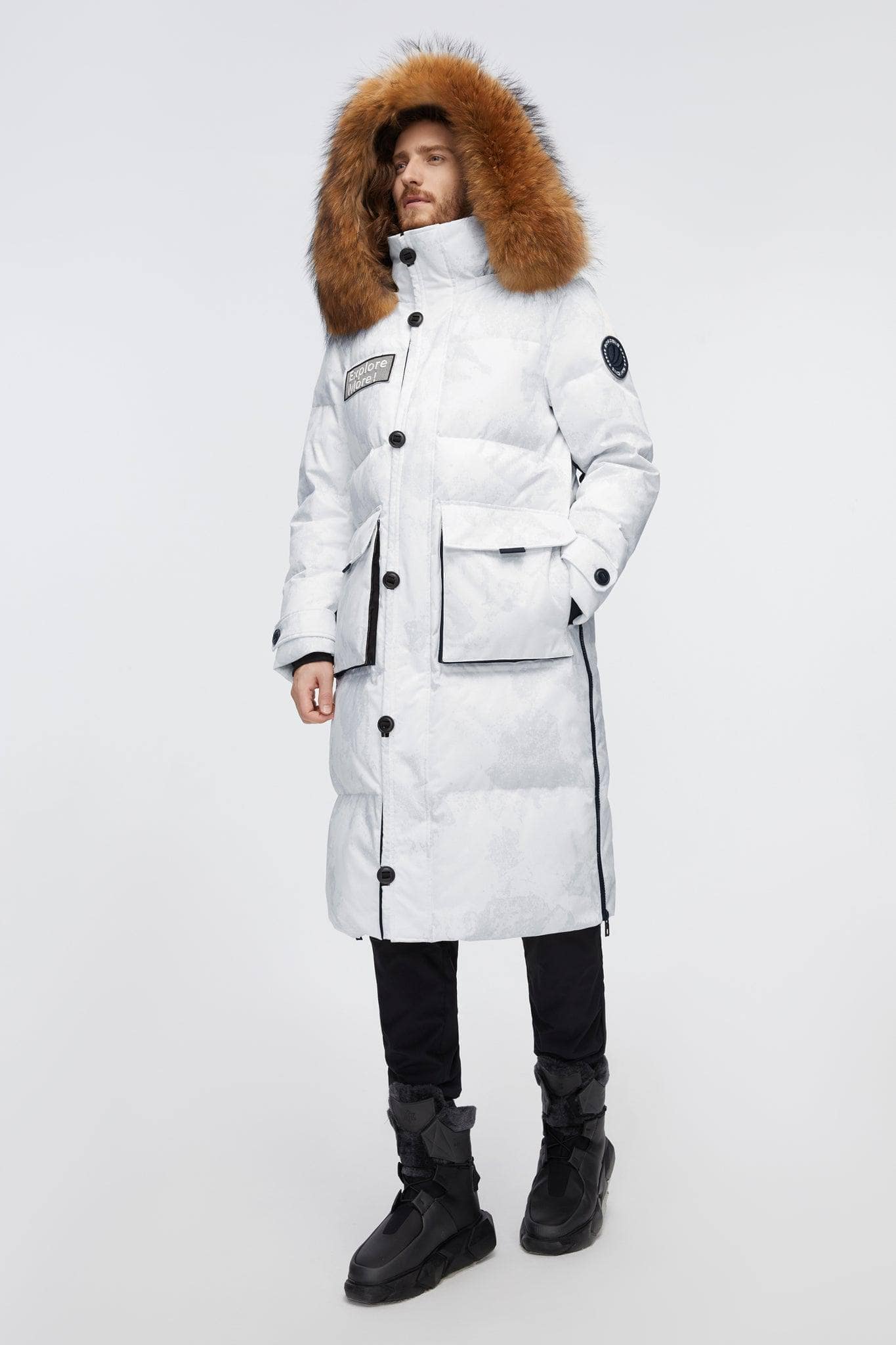 Long goose down jacket best sale