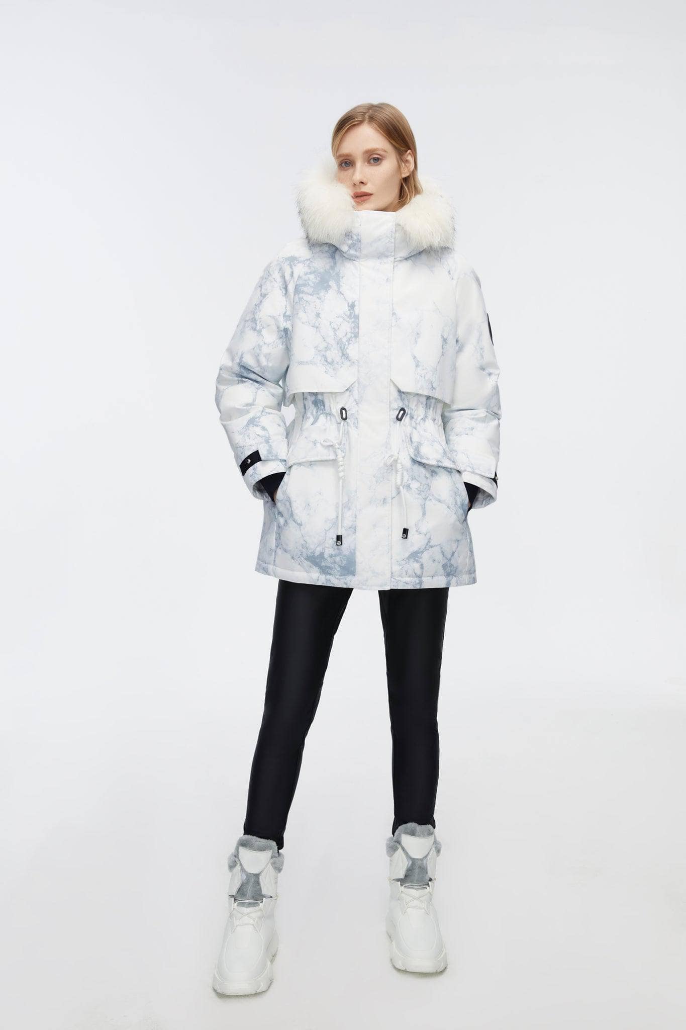 BOSIDENG 2022 Mid-Length Goose Down Trench With Fur Jacket